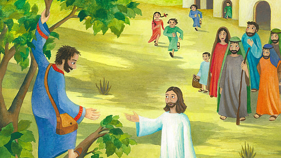 Jesus holt Zachäus vom Baum
