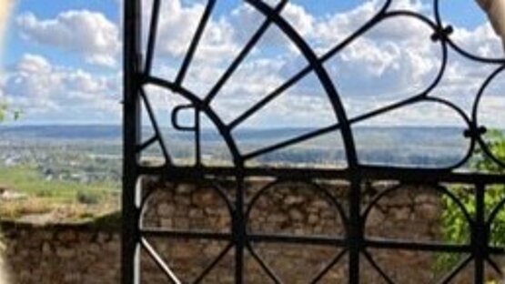 Halb offenes Metallbogentor